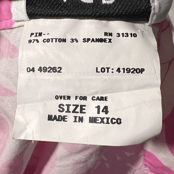 AGB Hawaiian print skirt size 14 pink and white hibiscus stretch NWT - Picture 8 of 8